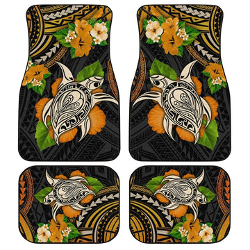 Polynesian Turtle Car Floor Mats Custom Hibiscus Flower Car Accessories - Gearcarcover - 1