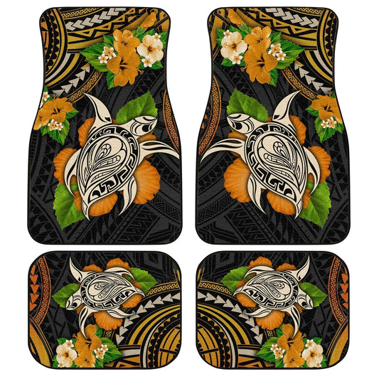 Polynesian Turtle Car Floor Mats Custom Hibiscus Flower Car Accessories - Gearcarcover - 1