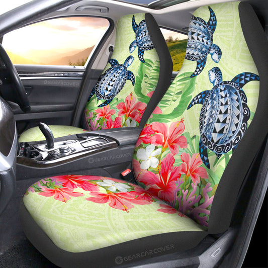 Polynesian Turtle Car Seat Covers Custom Flowers Car Accessories - Gearcarcover - 2