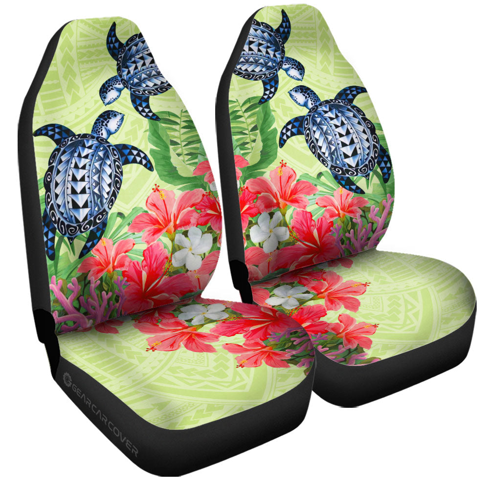 Polynesian Turtle Car Seat Covers Custom Flowers Car Accessories - Gearcarcover - 3