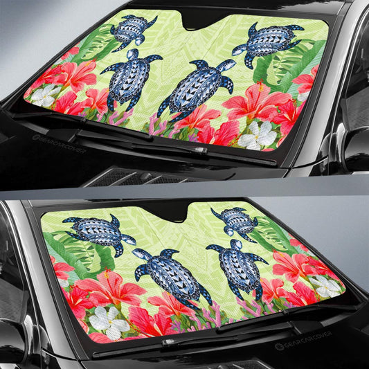 Polynesian Turtle Car Sunshade Custom Flowers Car Accessories - Gearcarcover - 2