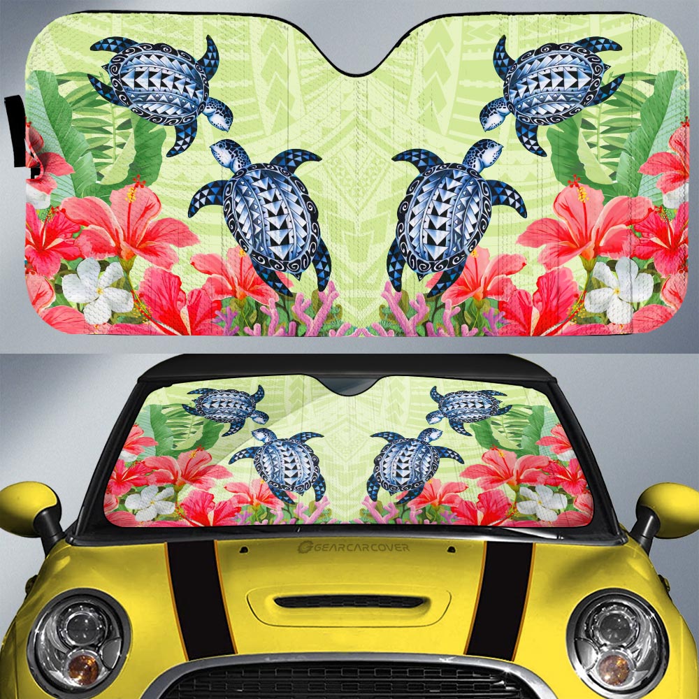 Polynesian Turtle Car Sunshade Custom Flowers Car Accessories - Gearcarcover - 1