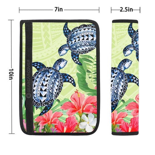 Polynesian Turtle Seat Belt Covers Custom Flowers Car Accessories - Gearcarcover - 1