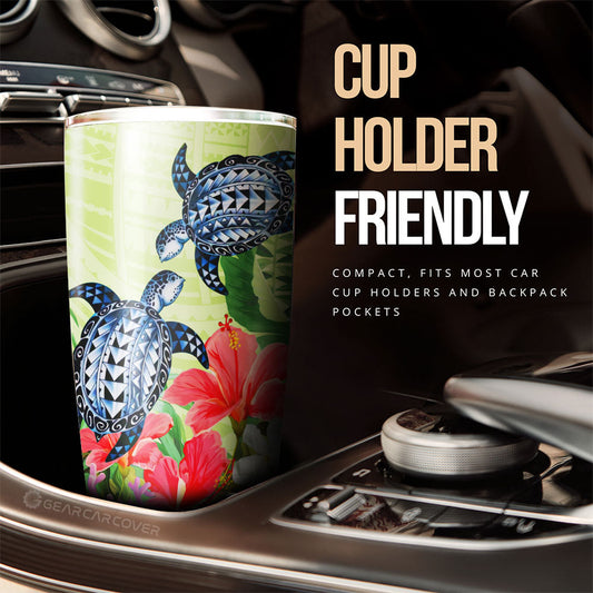 Polynesian Turtle Tumbler Cup Custom Flowers Car Accessories - Gearcarcover - 2