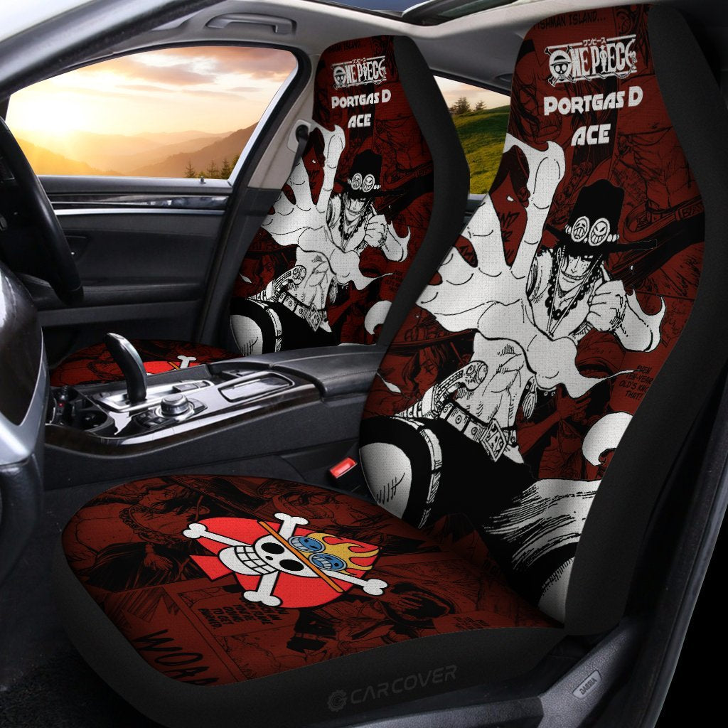 Portgas D. Ace Car Seat Covers Custom Anime Mix Manga One Piece Car Interior Accessories - Gearcarcover - 2