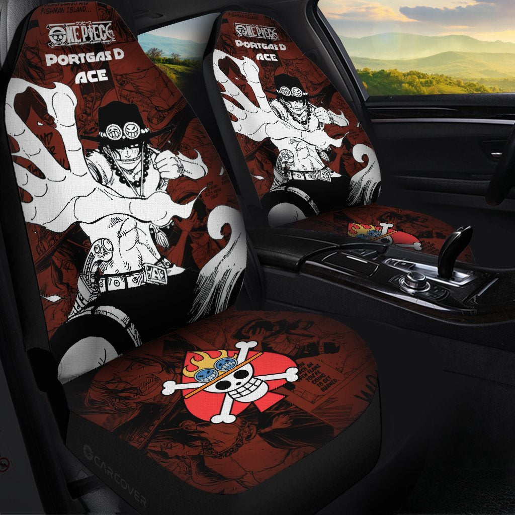 Portgas D. Ace Car Seat Covers Custom Anime Mix Manga One Piece Car Interior Accessories - Gearcarcover - 1