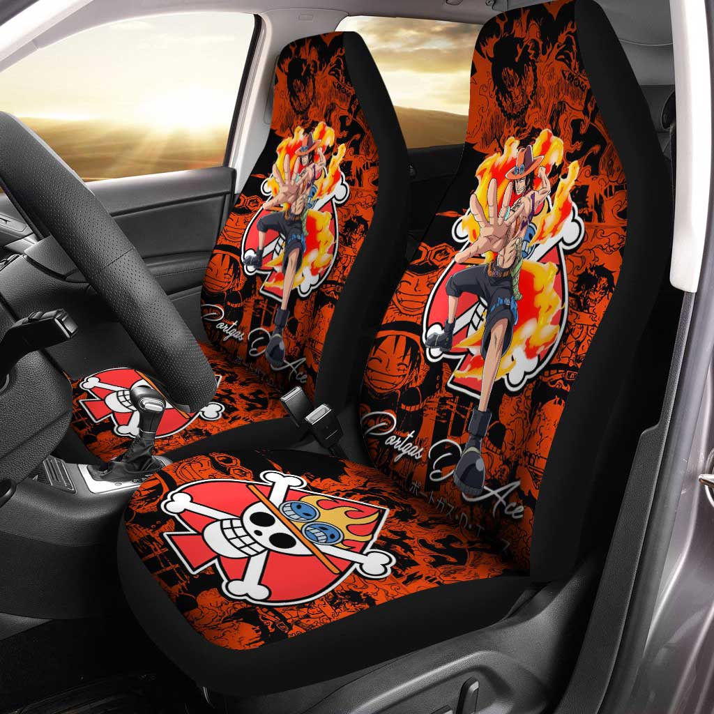 Portgas D. Ace Car Seat Covers Custom One Piece Anime Car Accessories - Gearcarcover - 1