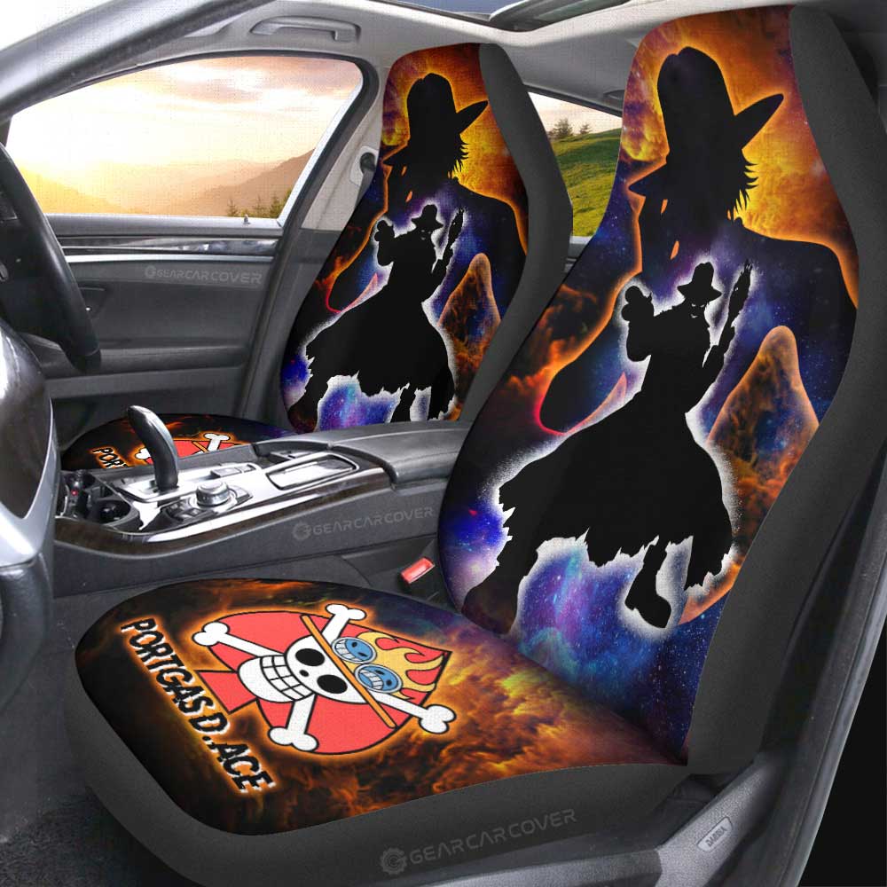 Portgas D. Ace Car Seat Covers Custom One Piece Anime Silhouette Style - Gearcarcover - 2