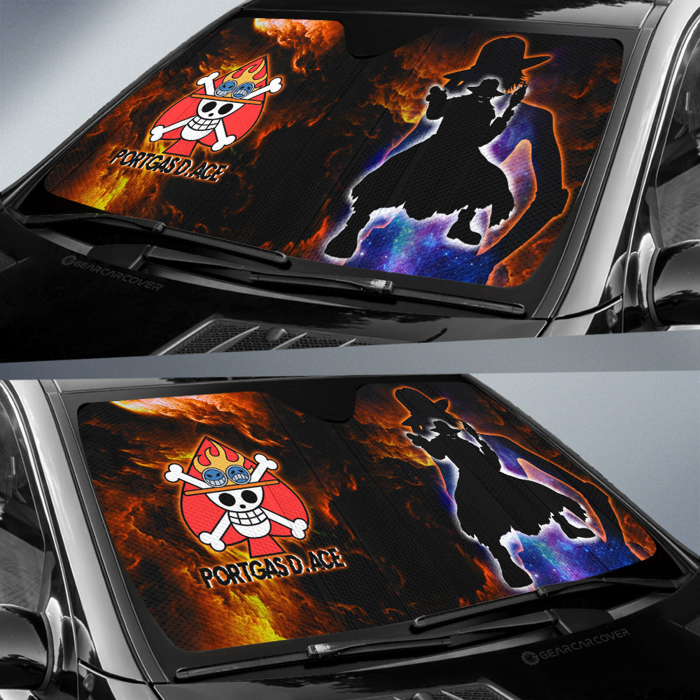 Portgas D. Ace Car Sunshade Custom One Piece Anime Silhouette Style - Gearcarcover - 2