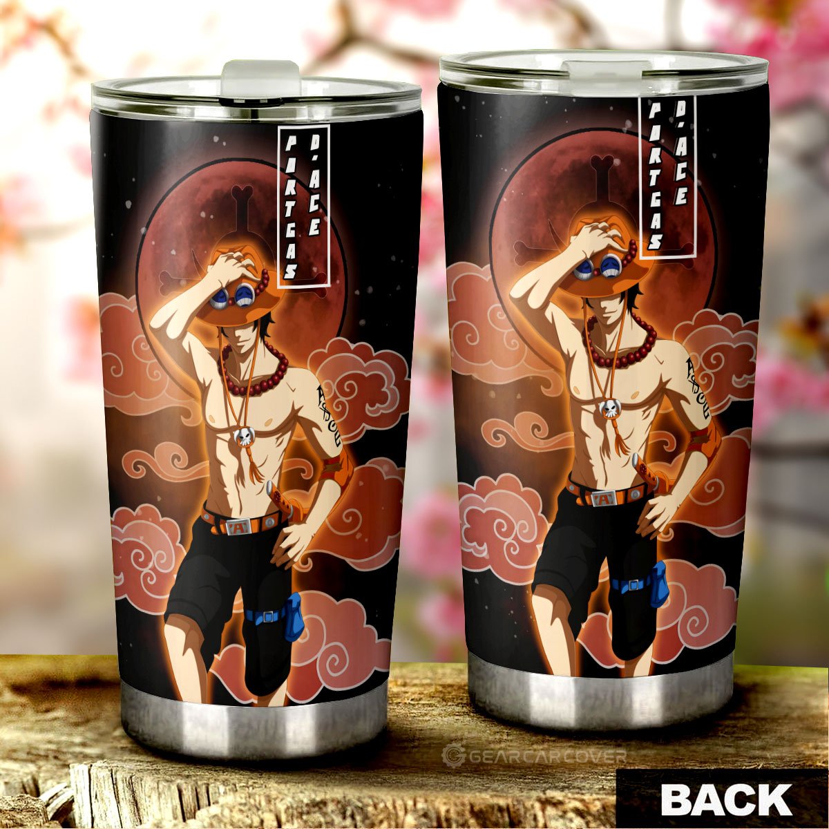 Portgas D. Ace Tumbler Cup Custom One Piece Anime Car Accessories For Anime Fans - Gearcarcover - 3