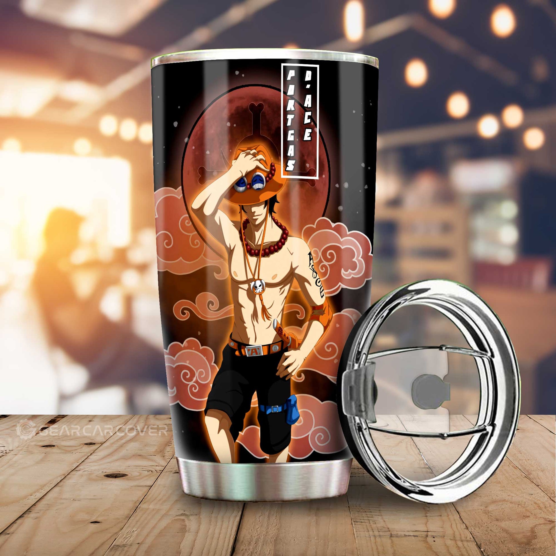 Portgas D. Ace Tumbler Cup Custom One Piece Anime Car Accessories For Anime Fans - Gearcarcover - 1
