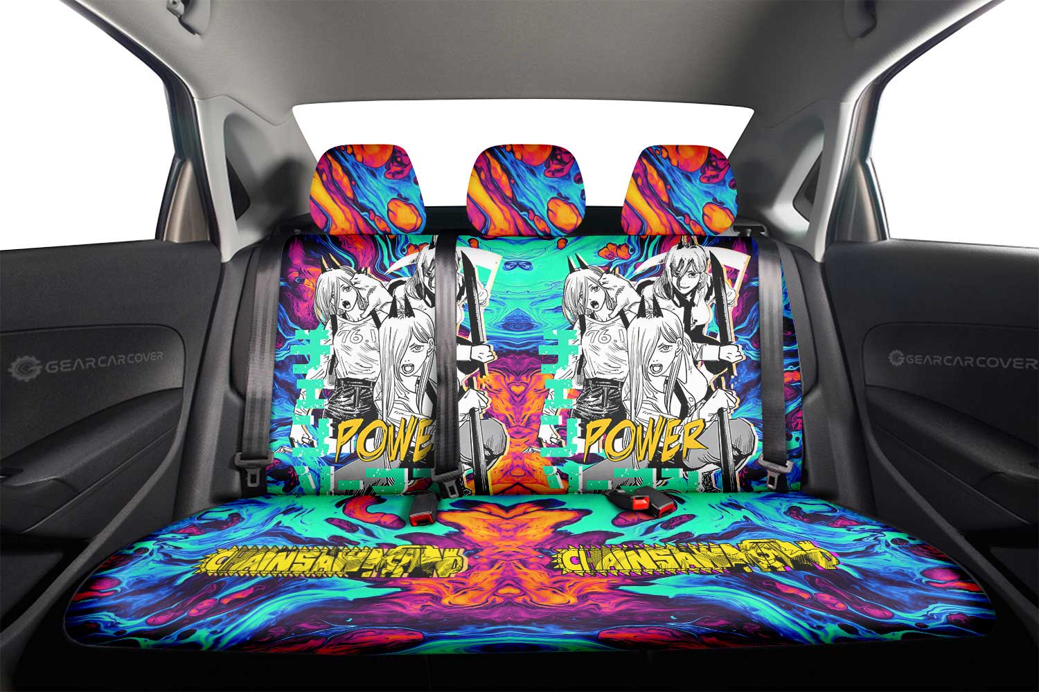 Power Car Back Seat Cover Custom Chainsaw Man Anime - Gearcarcover - 2