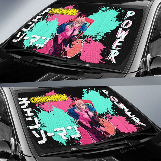 Power Car Sunshade Custom Chainsaw Man Anime Car Accessories - Gearcarcover - 2