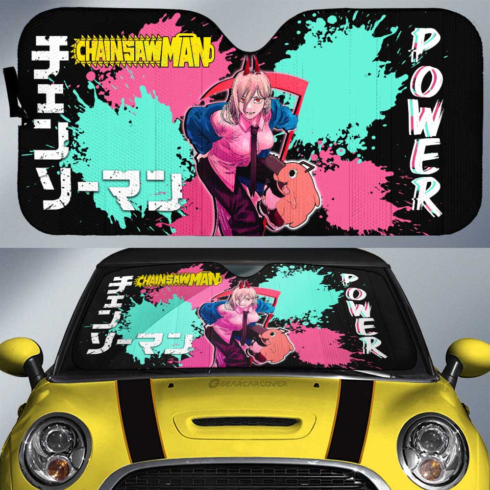 Power Car Sunshade Custom Chainsaw Man Anime Car Accessories - Gearcarcover - 1