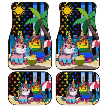 Pride LGBT Car Floor Mats Custom American Flag Unicorn Summer Car Accessories LGBT - Gearcarcover - 1