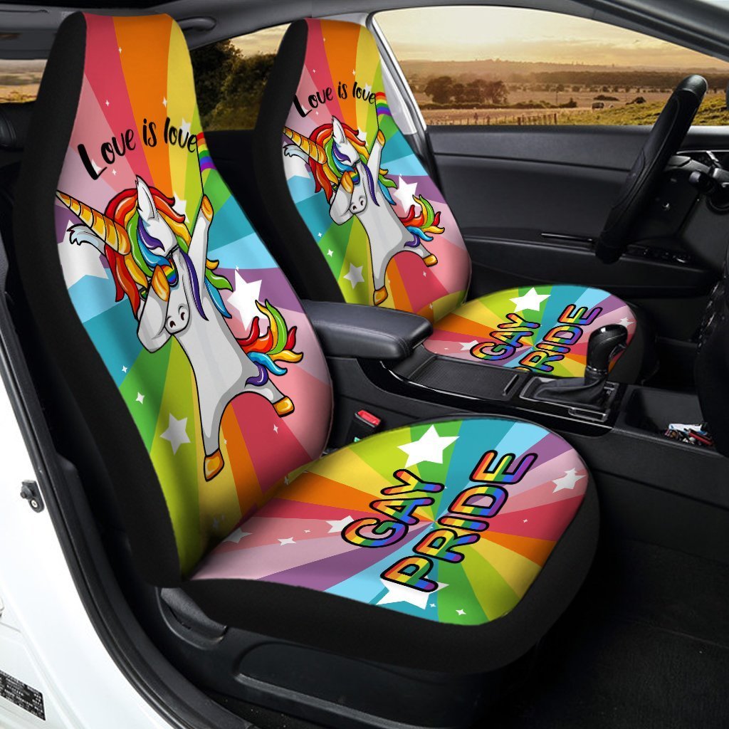 Pride LGBT Car Seat Covers Custom Funny Unicorn Love Is Love Car Accessories - Gearcarcover - 3