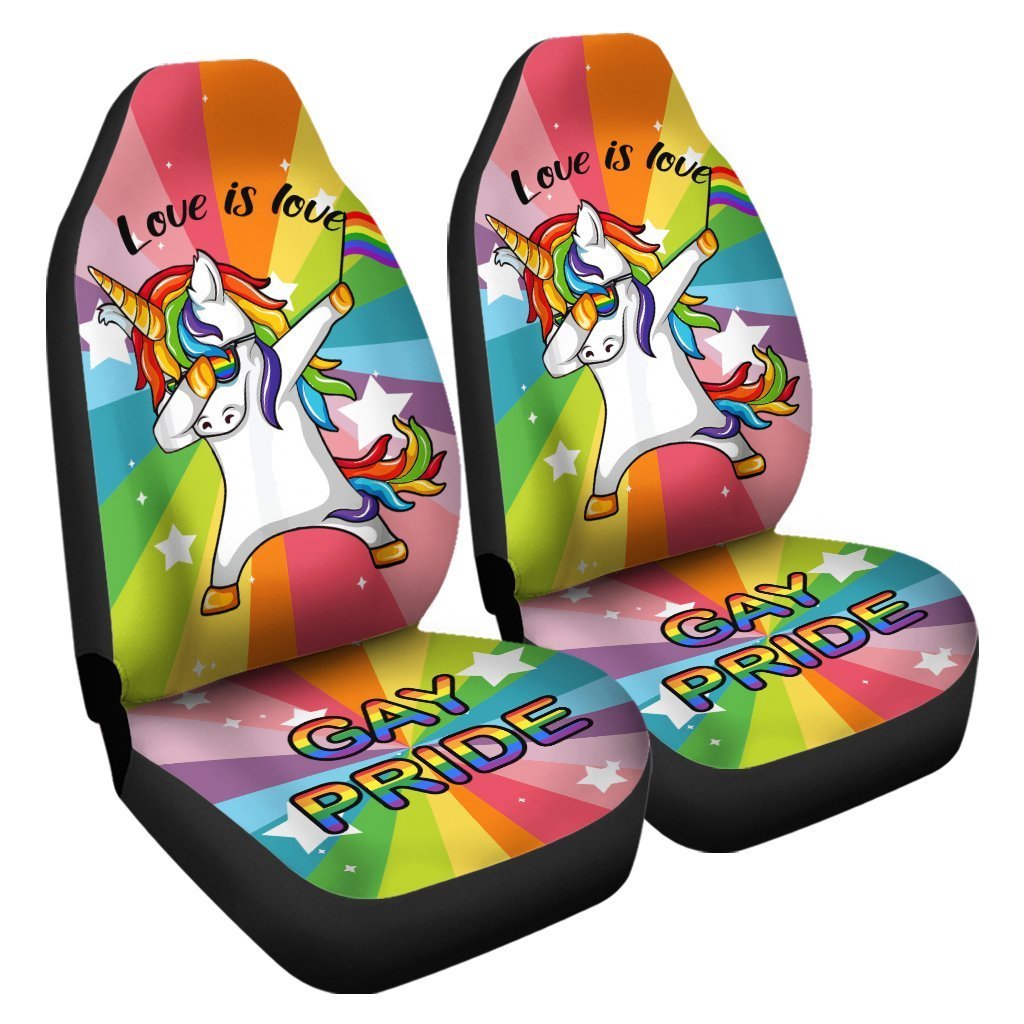 Pride LGBT Car Seat Covers Custom Funny Unicorn Love Is Love Car Accessories - Gearcarcover - 4