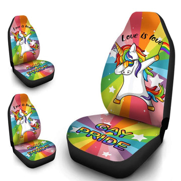 Pride LGBT Car Seat Covers Custom Funny Unicorn Love Is Love Car Accessories - Gearcarcover - 1