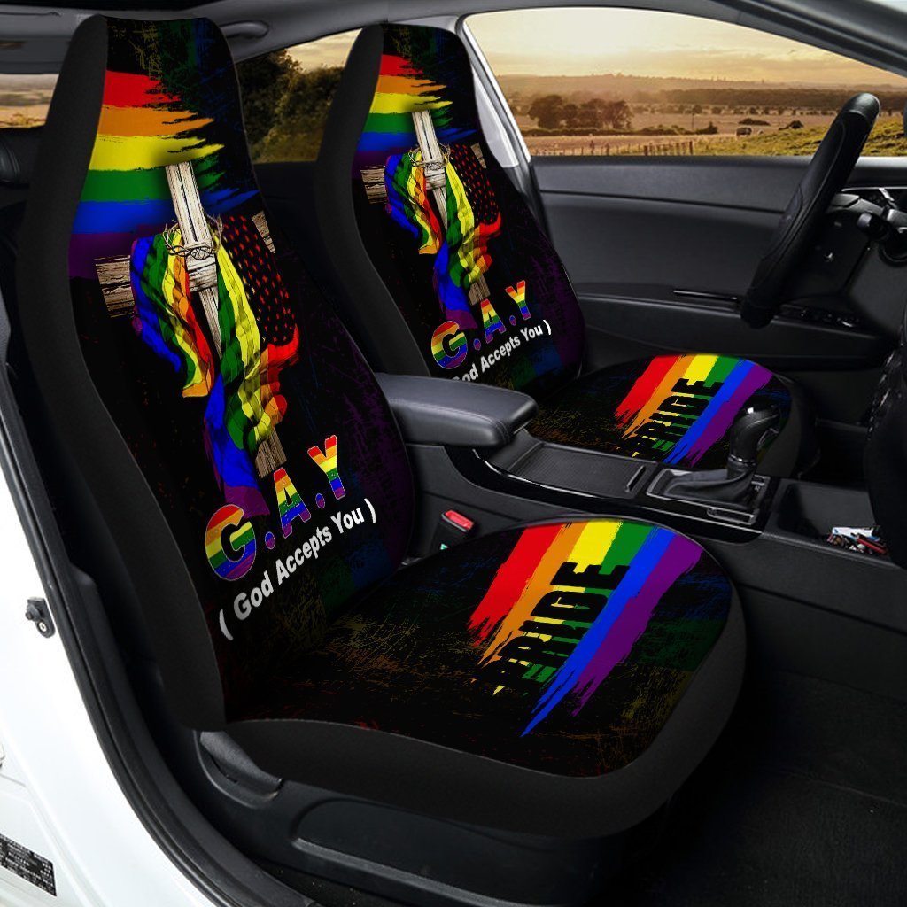 Pride LGBT Car Seat Covers Custom Gay God Accept You Car Accessories - Gearcarcover - 2