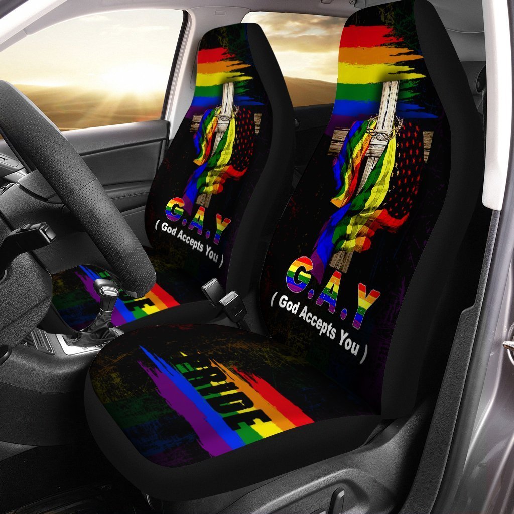 Pride LGBT Car Seat Covers Custom Gay God Accept You Car Accessories - Gearcarcover - 4