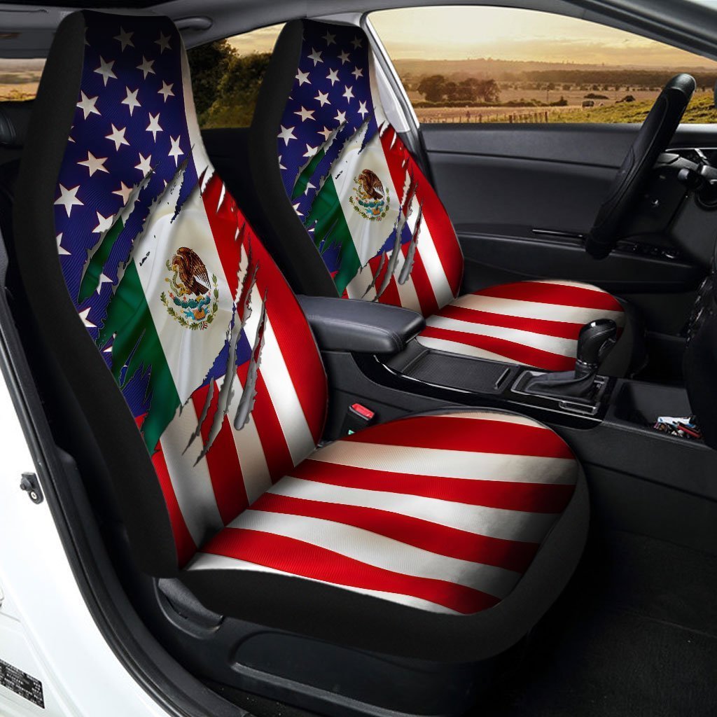 Proud US Mexican Car Seat Covers Custom Flag Car Accessories - Gearcarcover - 2