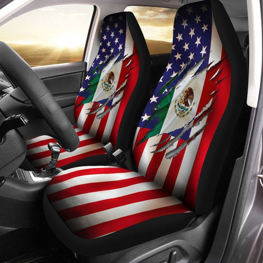 Proud US Mexican Car Seat Covers Custom Flag Car Accessories - Gearcarcover - 1
