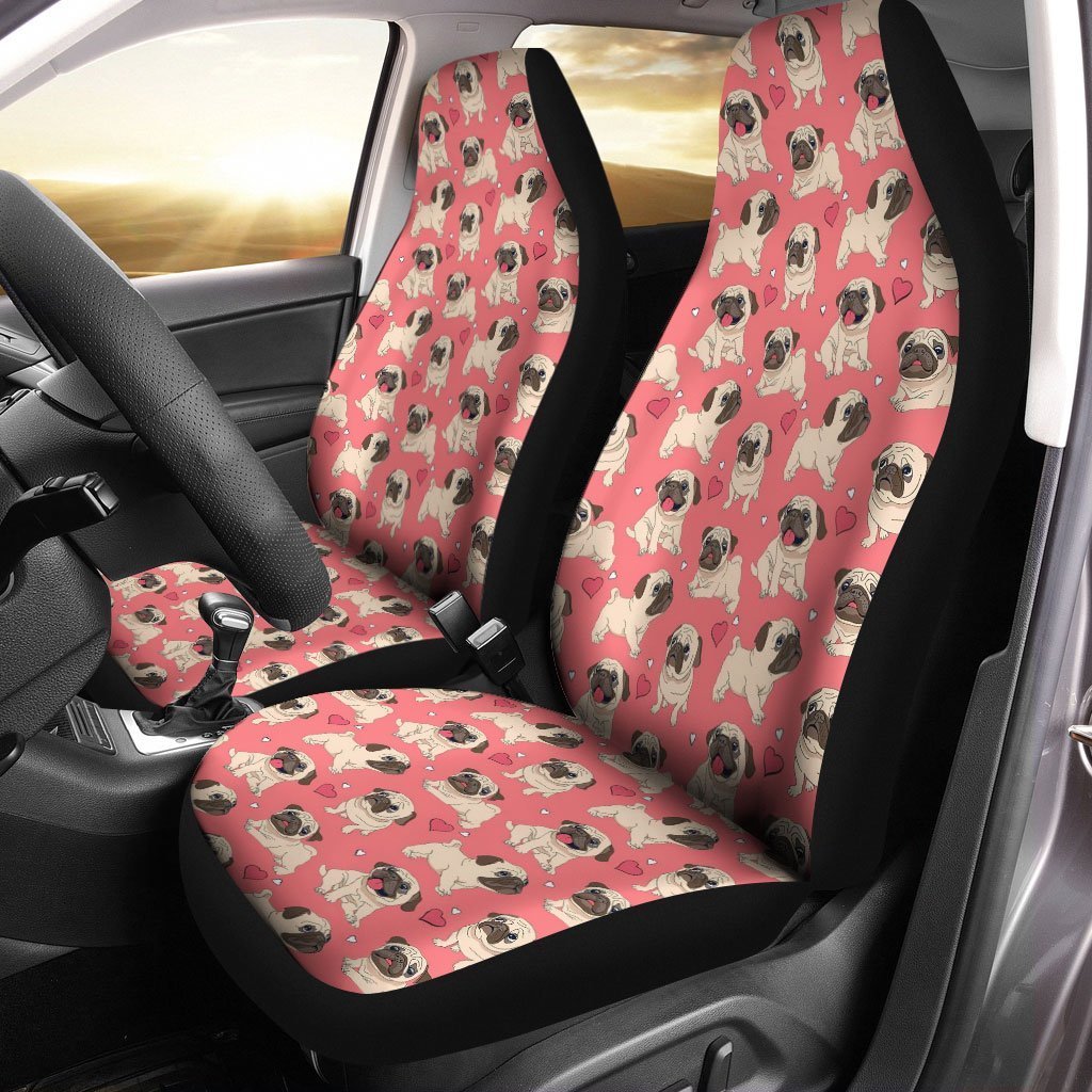 Pug Car Seat Covers Funny Custom For Girl - Gearcarcover - 1