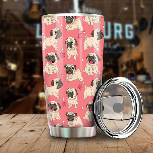 Pug in Pink Tumbler Stainless Steel Vacuum Insulated 20oz - Gearcarcover - 2