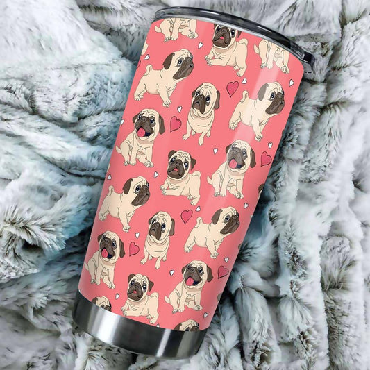 Pug in Pink Tumbler Stainless Steel Vacuum Insulated 20oz - Gearcarcover - 1