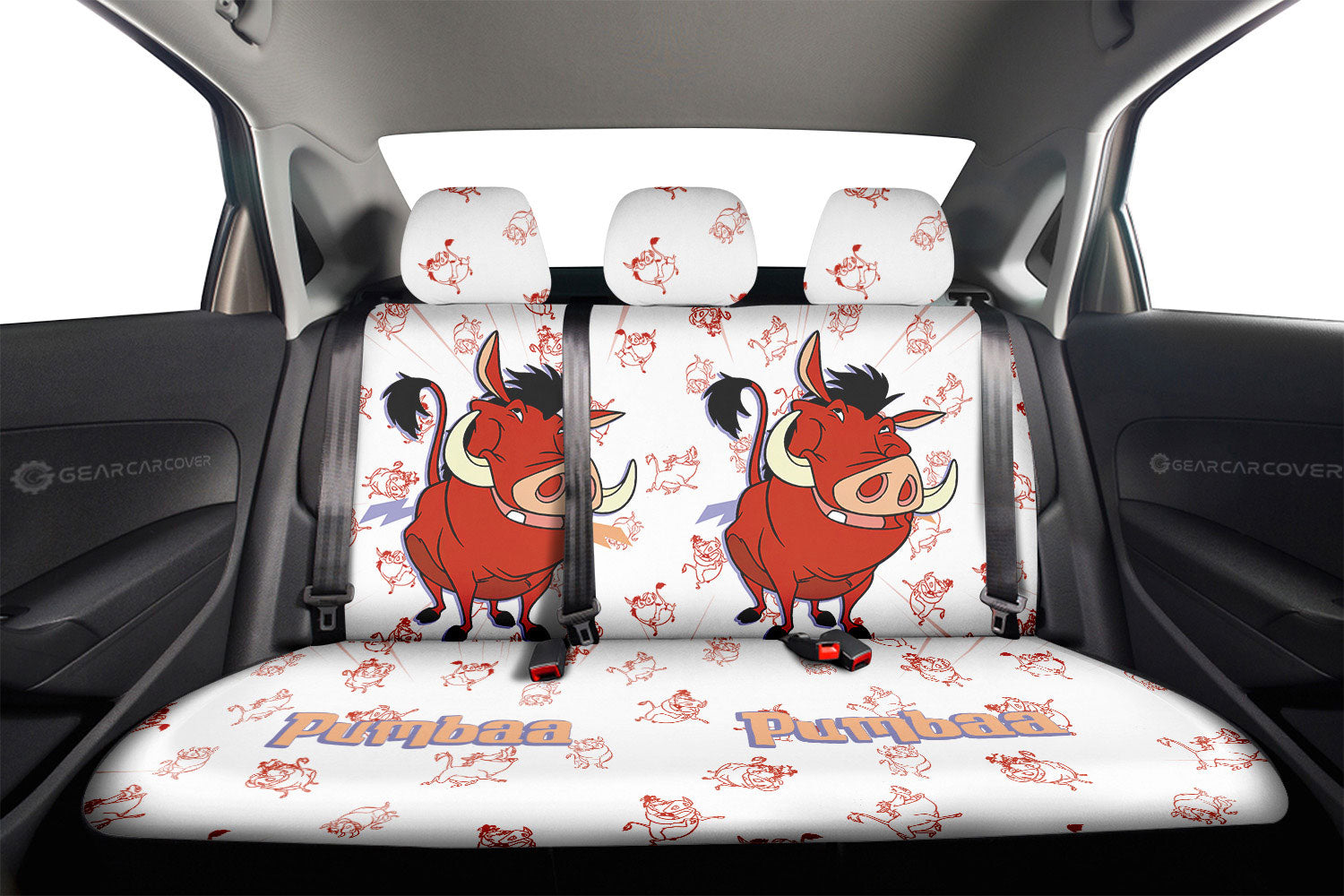 Pumbaa Car Back Seat Cover Custom Cartoon Car Accessories - Gearcarcover - 2