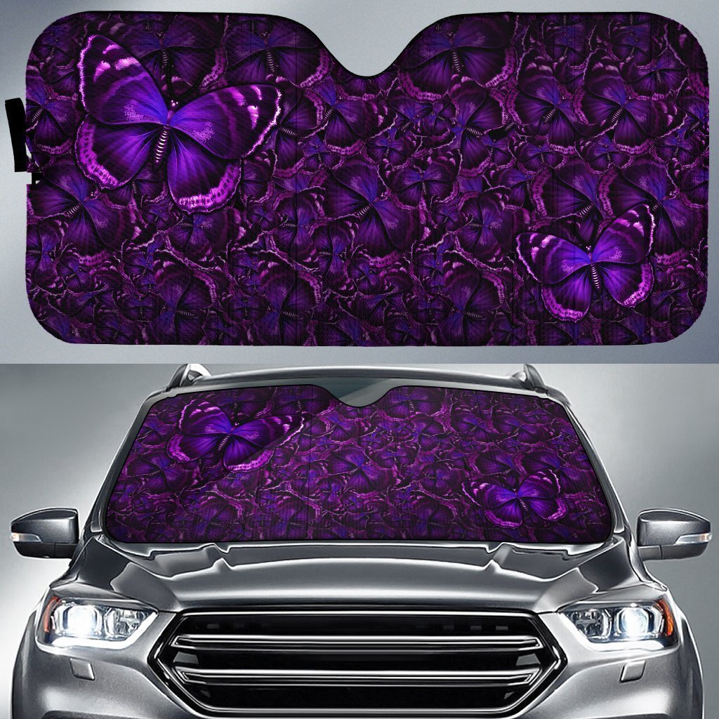 Purple Butterfly Car Sunshade Custom Butterflies Car Accessories - Gearcarcover - 1