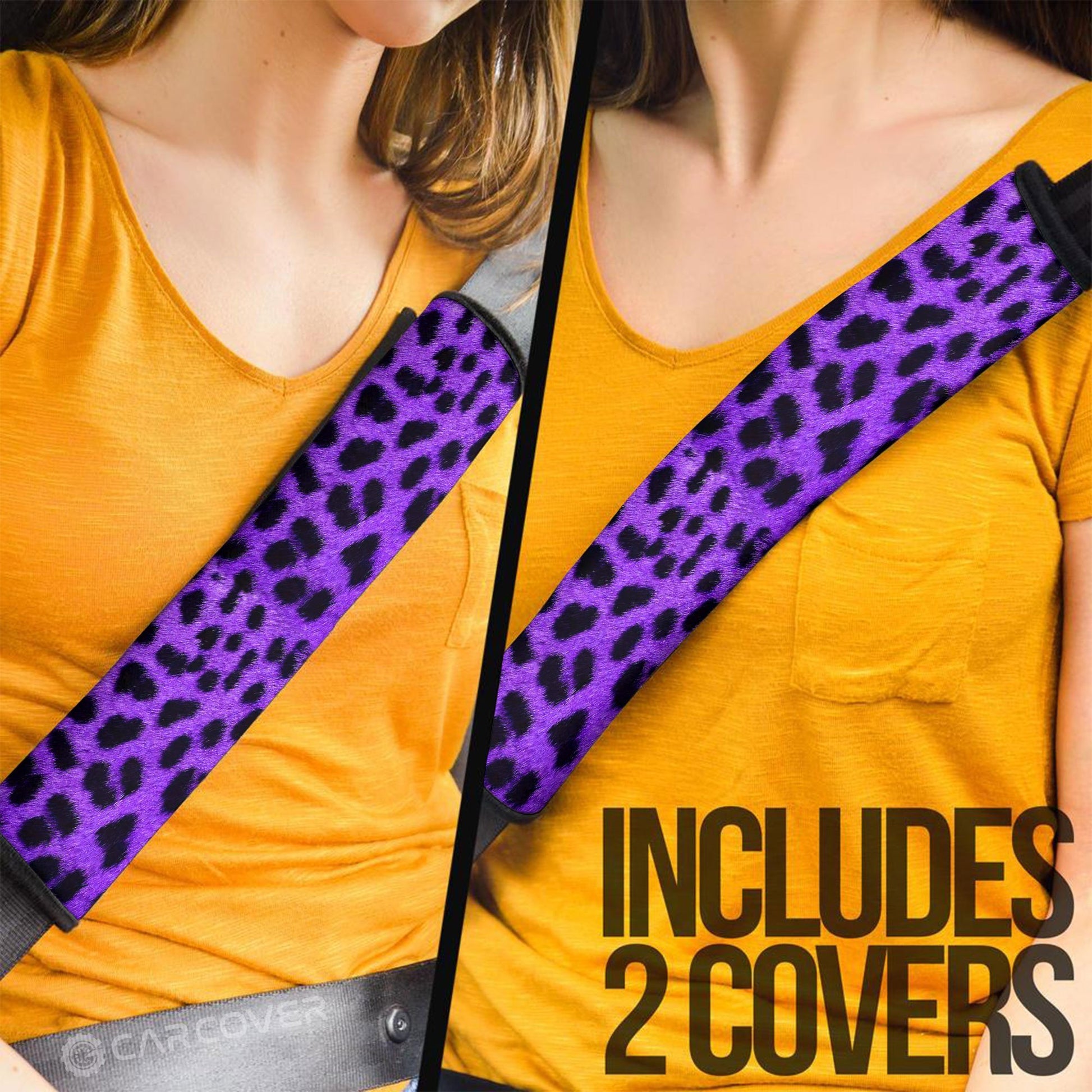 Purple Cheetah Skin Seat Belt Covers Custom Printed Car Accessories - Gearcarcover - 2