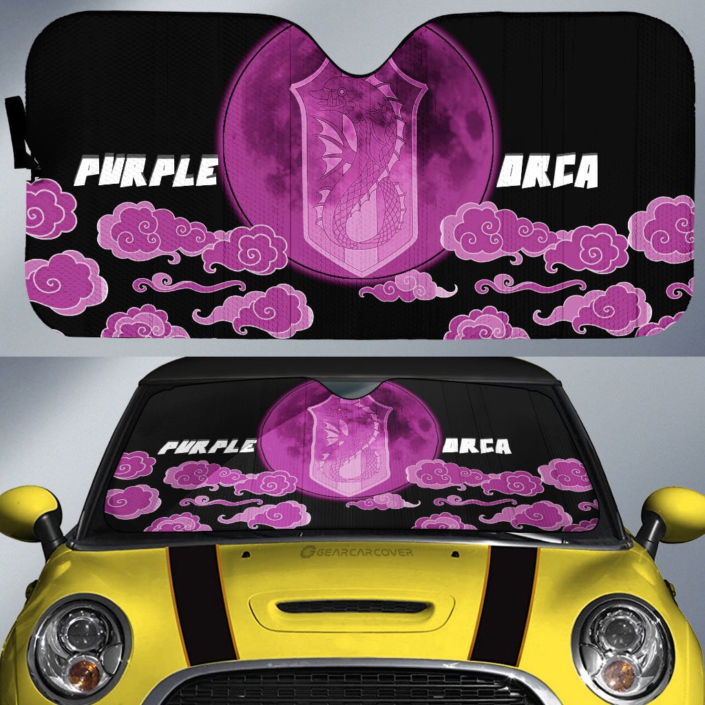 Purple Orca Car Sunshade Custom Black Clover Anime Car Accessories - Gearcarcover - 1