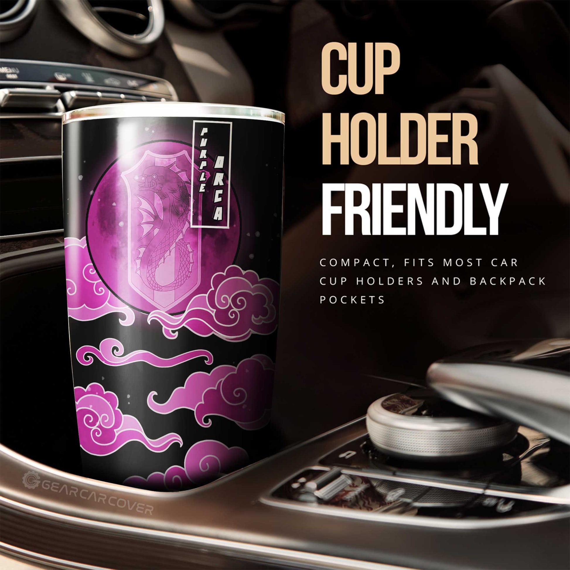 Purple Orca Tumbler Cup Custom Anime Black Clover Car Interior Accessories - Gearcarcover - 2