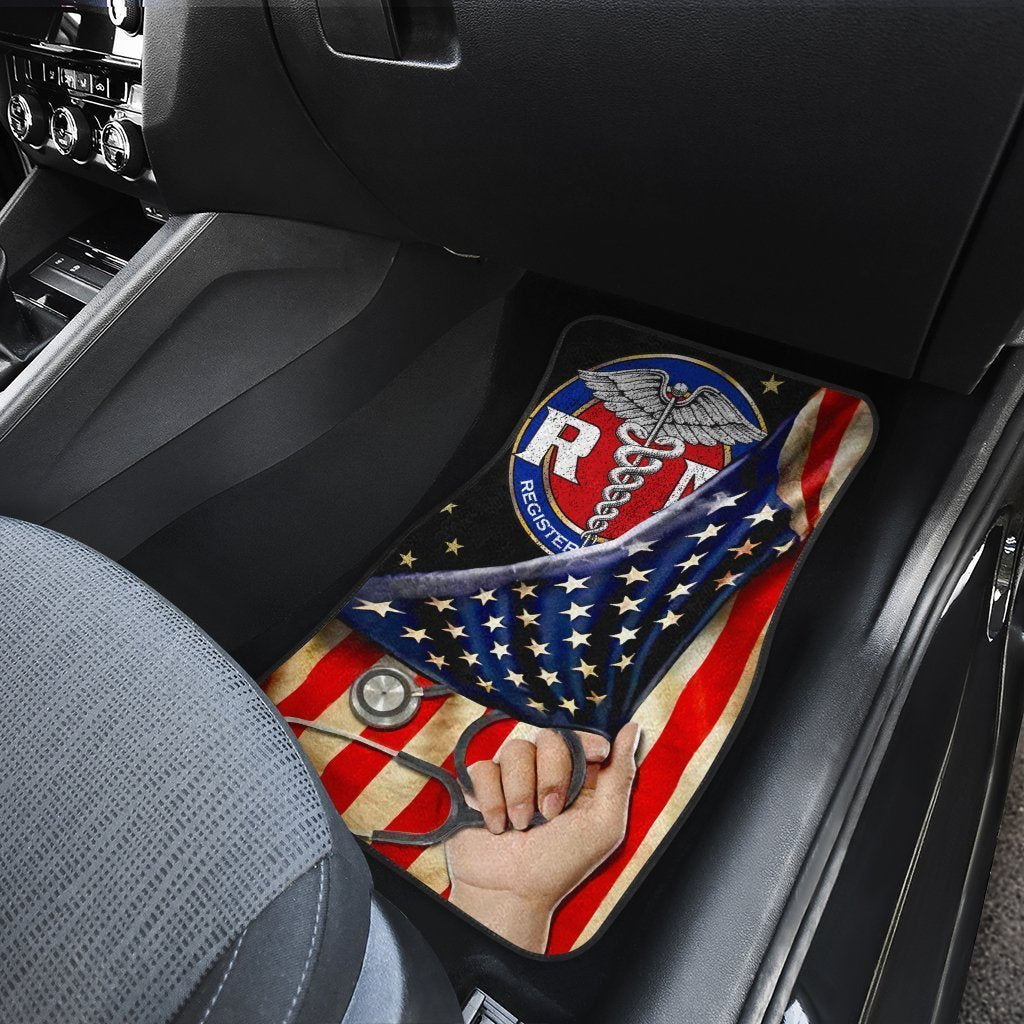 RN Nurse Car Floor Mats Custom American Flag Car Accessories - Gearcarcover - 4