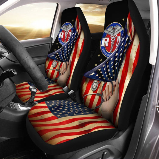 RN Nurse Car Seat Covers Custom American Flag Car Accessories - Gearcarcover - 1