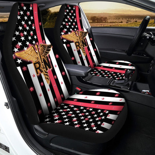 RN Nurse Car Seat Covers Custom US Flag Car Accessories For Nurse - Gearcarcover - 2