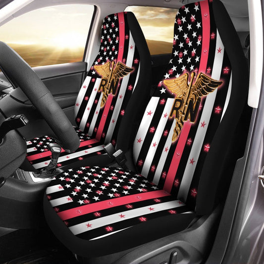 RN Nurse Car Seat Covers Custom US Flag Car Accessories For Nurse - Gearcarcover - 1