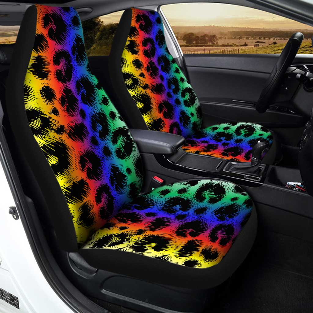 Rainbow Cheetah Print Car Seat Covers Custom Car Accessories - Gearcarcover - 2