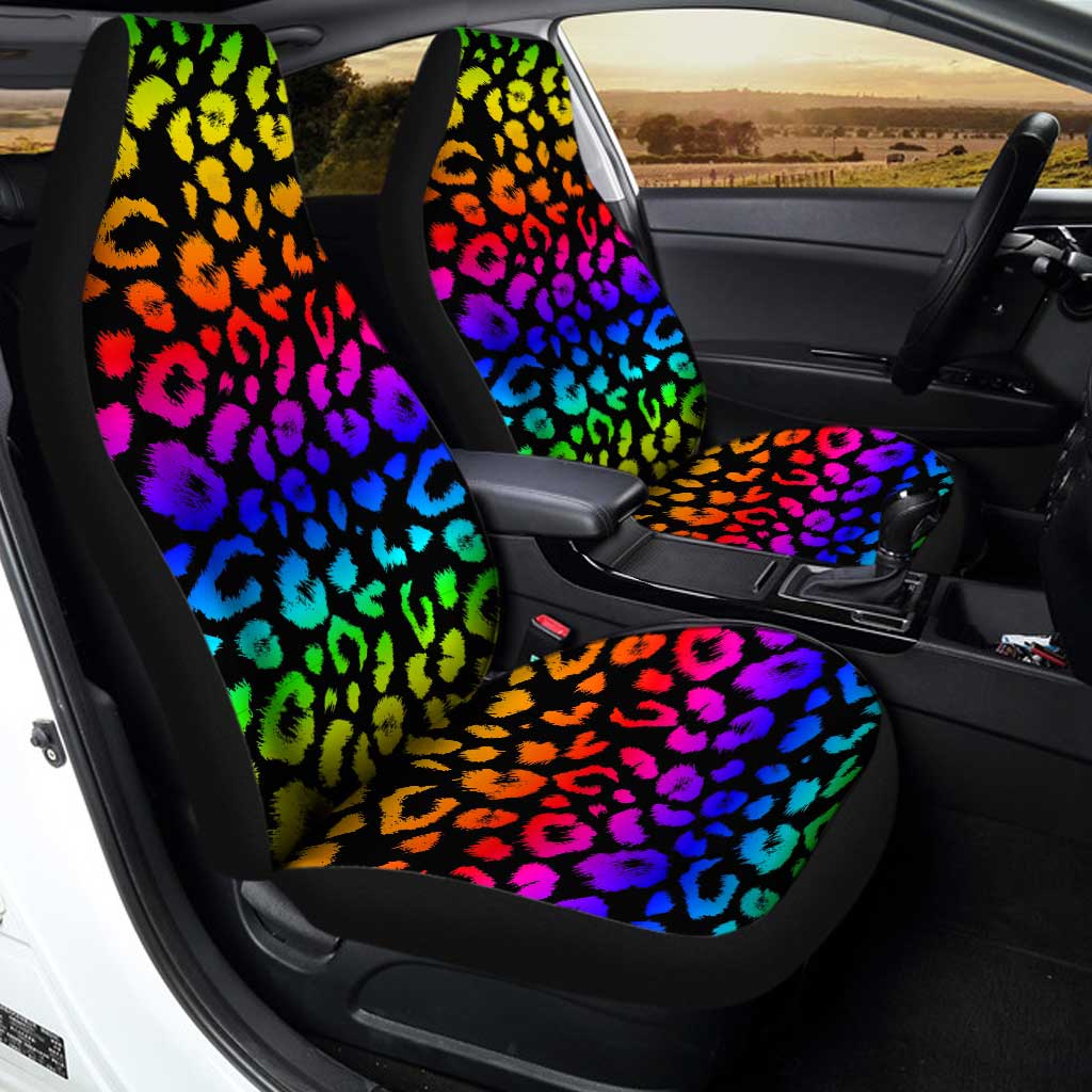 Rainbow Wild Cheetah Print Car Seat Covers Custom Car Accessories - Gearcarcover - 2