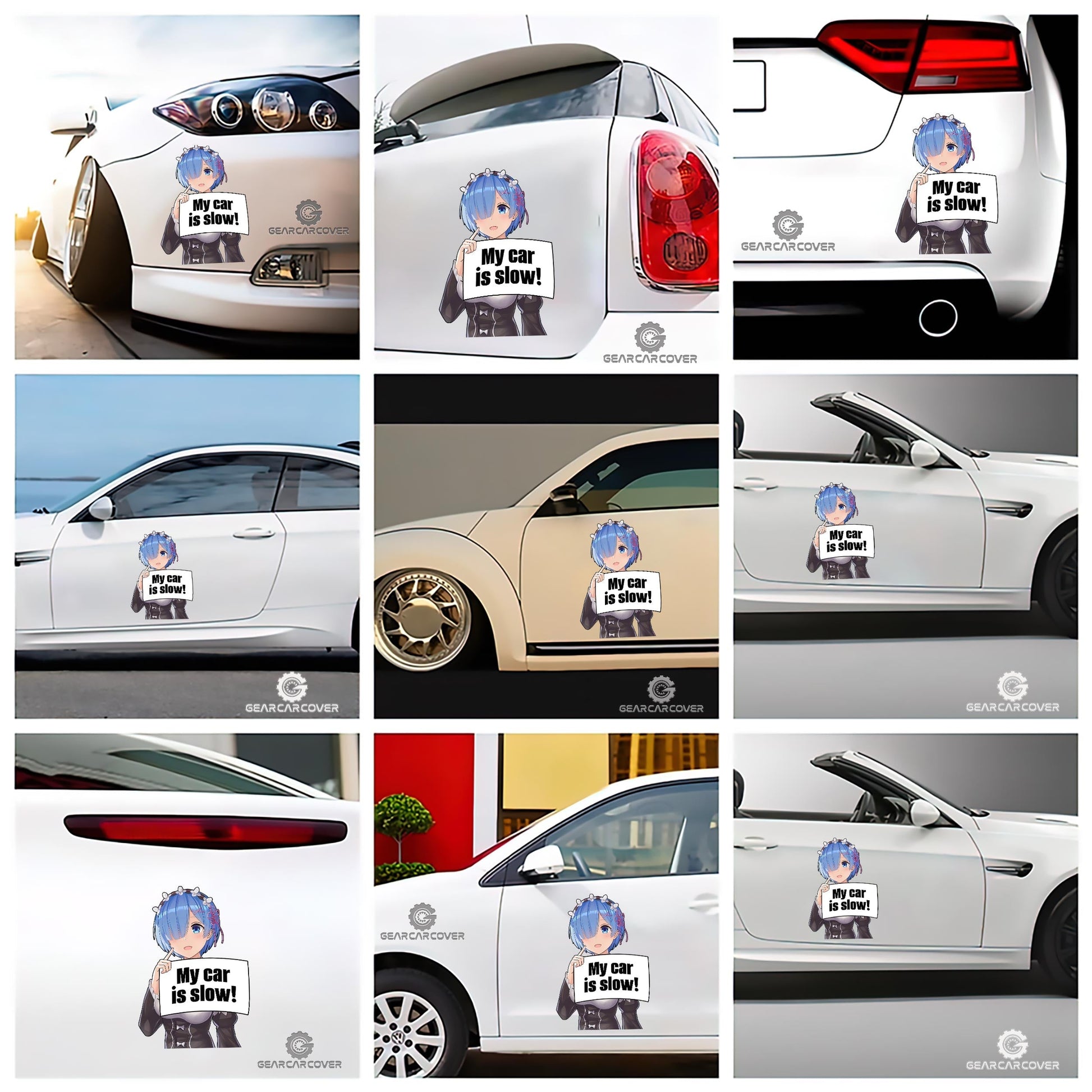 Re-Zero Rem Car Sticker Custom My Car Is Slow Funny - Gearcarcover - 2