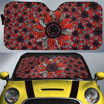 Red And Black Sunflower Car Sunshade Custom Car Decoration - Gearcarcover - 1