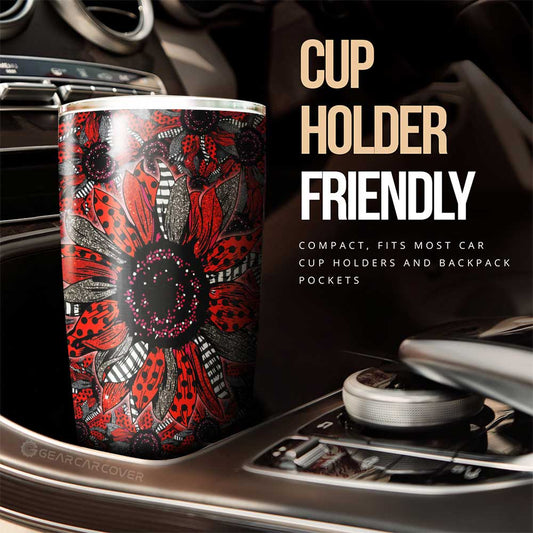 Red And Black Sunflower Tumbler Cup Custom Car Decoration - Gearcarcover - 2