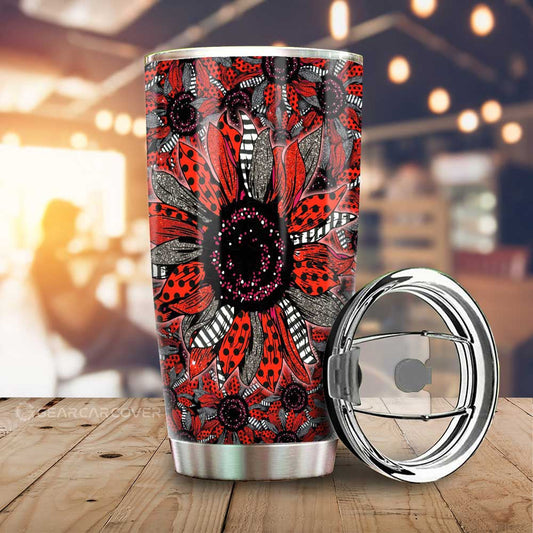 Red And Black Sunflower Tumbler Cup Custom Car Decoration - Gearcarcover - 1