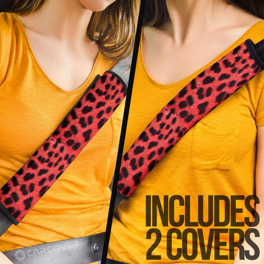 Red Cheetah Skin Seat Belt Covers Custom Animal Skin Printed Car Interior Accessories - Gearcarcover - 2