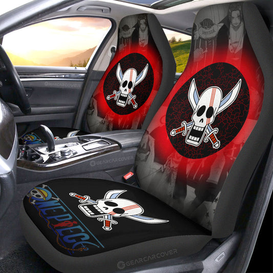 Red Hair Pirates Flag Car Seat Covers Custom One Piece Anime Car Accessories - Gearcarcover - 2