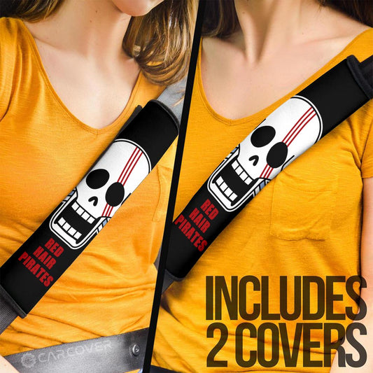 Red Hair Pirates Flag Seat Belt Covers Custom One Piece Anime Car Accessories - Gearcarcover - 2