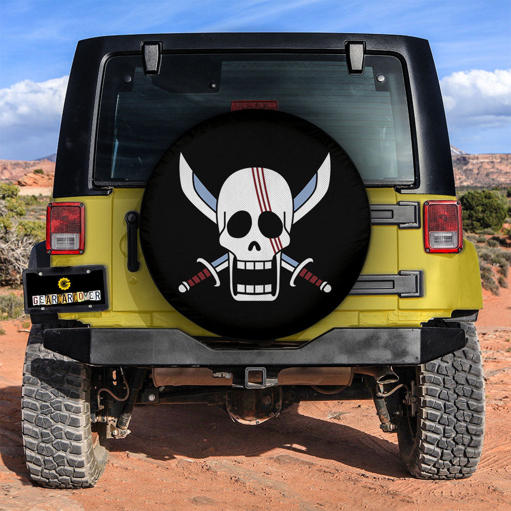 Red Hair Pirates Flag Spare Tire Covers Custom One Piece Anime Car Accessories - Gearcarcover - 3