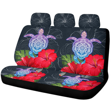 Red Hibiscus Flowers Car Back Seat Covers Custom Turtle Animal Car Accessories - Gearcarcover - 1