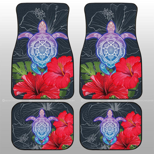 Red Hibiscus Flowers Car Floor Mats Custom Turtle Animal Car Accessories - Gearcarcover - 2